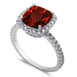 3ct  Garnet & CZ .925 Sterling Silver Ring