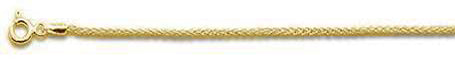<span>CLOSEOUT 20% OFF! </span> 045 1.9MM Yellow Gold Plated Wheat/Spiga Chain .925  Solid Sterling Silver Available in 7"-24" inches NEW