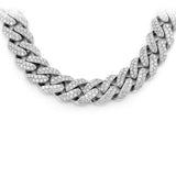 <span style="color:purple">SPECIAL!</span> 9mm 5.65ct G SI 14K White Gold Diamond Round Cuban Necklace 18"