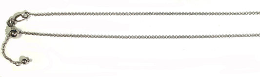 <span>CLOSEOUT 20% OFF! </span>016-1.4MM Rhodium Plated Adjustable Rolo Chain .925  Solid Sterling Silver Sizes 22" NEW