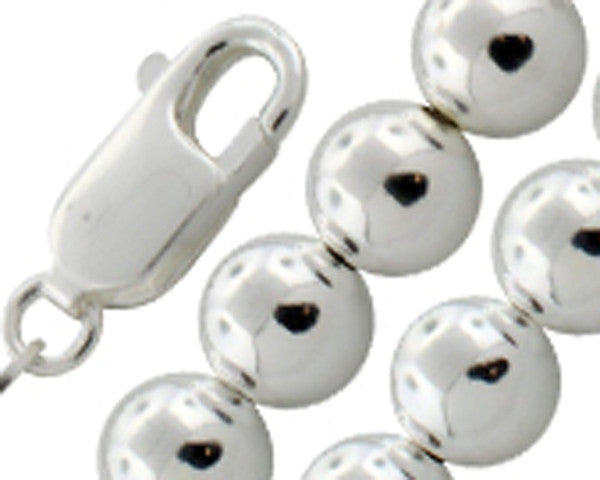 Sonara Jewelry-10MM Ball Bead Chain .925 Solid Sterling Silver Sizes 7.5-8  and 16-18