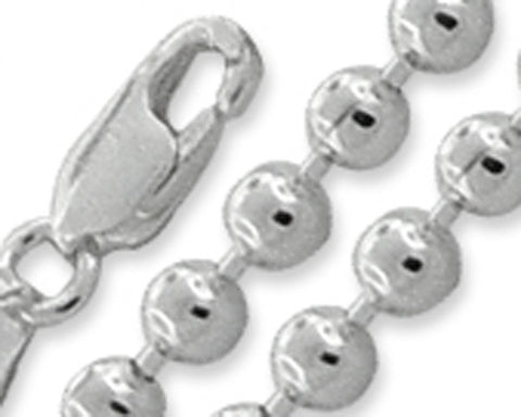 5MM Ball Bead Chain .925  Solid Sterling Silver Sizes 7-8" and 16-20"