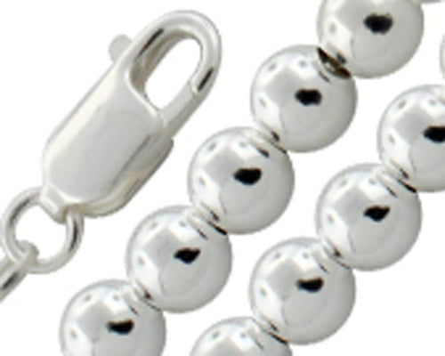 Silver Base Metal 6mm Ball Chain - Sold By 6 Inches