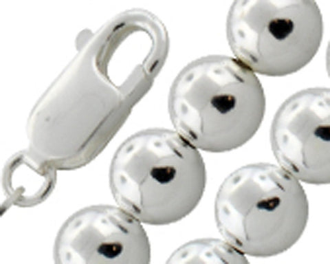 8MM Ball Bead Chain .925  Solid Sterling Silver Sizes 7-8" and 16-20"