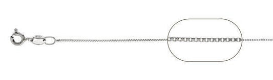 015-.8MM Rhodium Box Chain .925  Solid Sterling Silver Sizes 16-30" NEW