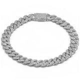 7mm 1.42ct G SI 14K White Gold Diamond Round Cuban Bracelet 7"
