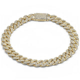 <span style="color:purple">SPECIAL!</span> 7mm 1.68ct G SI 14K Yellow Gold Diamond Round Cuban Bracelet 8"