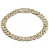 7mm 1.61ct G SI 14K Yellow Gold Diamond Round Cuban Bracelet 8"