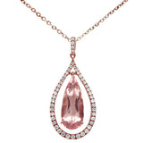 4.04ct 14k Rose Gold Pear Shape Morganite Gemstone Pendant No Chain