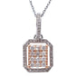 .23ct F SI Princess Shaped Diamond Pendant 14kt White & Rose Gold