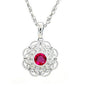 <span>GEMSTONE CLOSEOUT </span>! .46ct Red Ruby & Diamond Antique Filigree Pendant Necklace 18" Chain