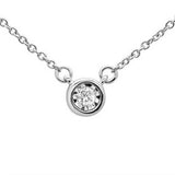 .04ct 14KT White Gold Round Diamond Solitaire Pendant Necklace 18"