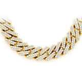 <span>DIAMOND CLOSEOUT! </span> 9MM 10.87ct 14KT Yellow Gold Diamond Square Cuban Link Necklace 22"