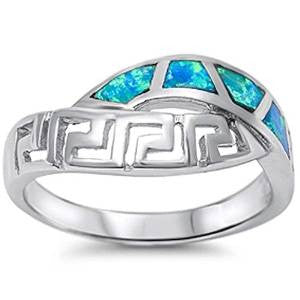 <span>CLOSEOUT! </span>Blue Opal New Design .925 Sterling Silver Ring Sizes 4-10