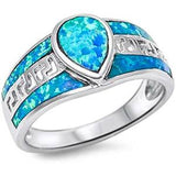  Pear Shape Blue Opal .925 Sterling Silver Ring sizes 5-11