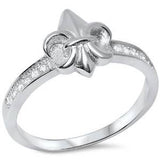 <span>CLOSEOUT!</span>Irish Symbol Fleur De Lis w/ CZ .925 Sterling Silver Ring