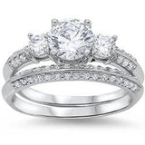Round-cut Cubic Zirconia Bridal Set .925 Sterling Silver Ring Sizes 4-11