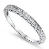 <span>CLOSEOUT!</span>Antique Style Pave Set Round Wedding Band .925 Sterling Silver