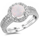 White Opal & White Cubic Zirconia .925 Sterling Silver Ring Sizes 4-11