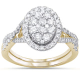 .97ct G SI 10kt Yellow Gold Oval Diamond Ring Bridal Set SZ 6.5