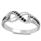 <span>CLOSEOUT!</span> Black Cz Infinity Knot .925 Sterling Silver Ring Sizes 4-6,9-10
