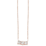 <span>DIAMOND CLOSEOUT! </span>.17cts 14kt Rose Gold Three Stone Round Diamond Pendant Necklace 18" Long