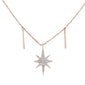 <span style="color:purple">SPECIAL!</span> .15cts 14kt Rose Gold Shining Star Round Diamond Pendant Necklace 18" Long