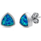 Trillion Shape Blue Opal Studs .925 Sterling Silver Earrings