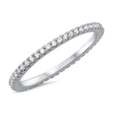 <span>CLOSEOUT! </span>Four Prong Cubic Zirconia Eternity Band .925 Sterling Silver Ring