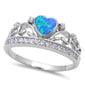 <span>CLOSEOUT!</span>  Blue Opal & Cz Crown .925 Sterling Silver Ring sizes 10