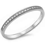 <span>CLOSEOUT! </span>Micro Pave Cz Fashion Engagment Band .925 Sterling Silver Ring