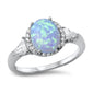 <span>CLOSEOUT!</span> Light Blue Opal Oval & Cubic Zirconia .925 Sterling Silver Ring
