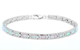 Fire White Opal .925 Sterling Silver Bracelet