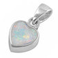 CUTE WHITE OPAL HEART .925 Sterling Silver Pendant