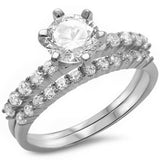 2Ct Round Cz Solitaire Wedding Set .925 Sterling Silver