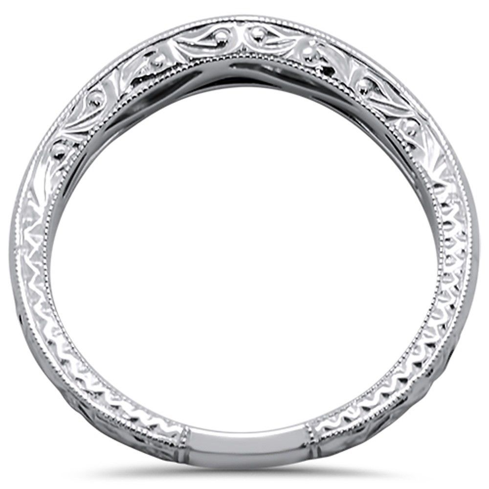 .23ct 14k White gold Round Blue Sapphire Diamond Band Size 6.5