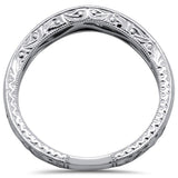.23ct 14k White gold Round Blue Sapphire Diamond Band Size 6.5