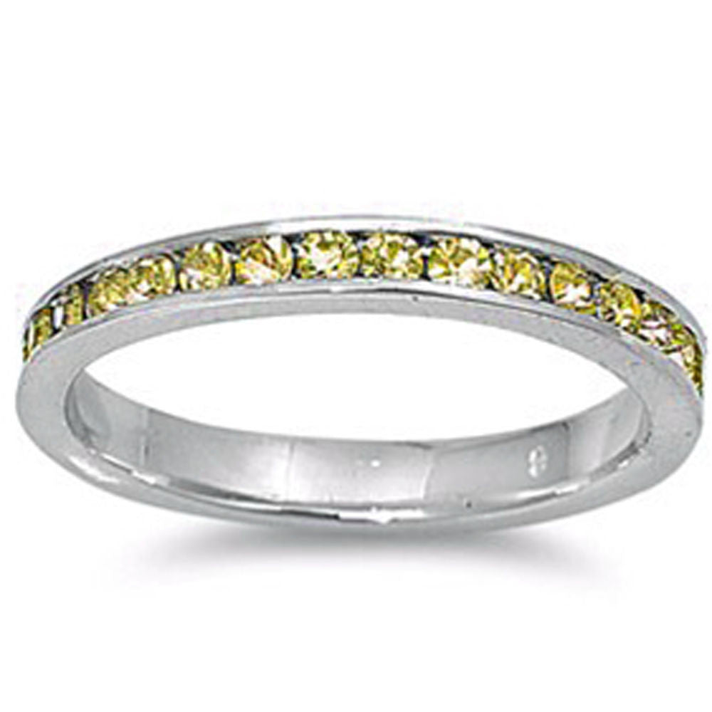 <span>CLOSEOUT!</span> Yellow Cz Eternity Band Ring .925 Sterling Silver Sizes 3-10