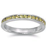  Yellow Cz Eternity Band Ring .925 Sterling Silver