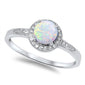 White Fire Opal & Cz .925 Sterling Silver Ring sizes 3-12