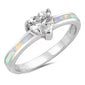 <span>CLOSEOUT!</span> Heart Shape CZ with White Opal .925 Sterling Silver Ring Sizes 10