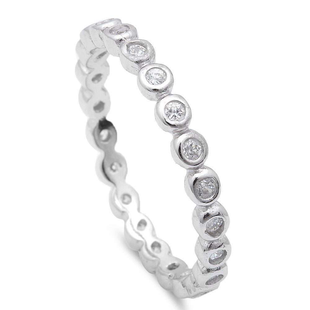 <span>CLOSEOUT! </span>CZ Silver .925 Sterling Silver Stackable Band Sizes 3-11