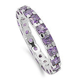 Princess-cut Amethyst Eternity Wedding Band .925 Sterling Silver