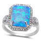 <span>CLOSEOUT!</span> Large Radiant Cut Blue Opal & Cubic Zirconia .925 Sterling Silver Ring Sizes 5-12