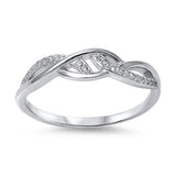 <span>CLOSEOUT!</span> Infinity Style Cubic Zirconia Band .925 Sterling Silver Ring