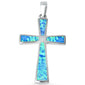 <span>CLOSEOUT! </span>Blue Opal Cross .925 Sterling Silver Pendant