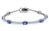 Oval Tanzanite and Cubic Zirconia  .925 Sterling Silver Bracelet