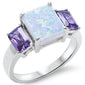 <span>CLOSEOUT!</span>White Fire Opal & Amethyst .925 Sterling Silver Ring Sizes 5,10