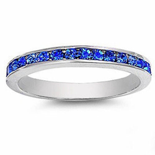 <span>CLOSEOUT!</span> Blue Sapphire Eternity Band Ring .925 Sterling Silver Sizes 3-6, 9-12