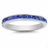  Blue Sapphire Eternity Band Ring .925 Sterling Silver